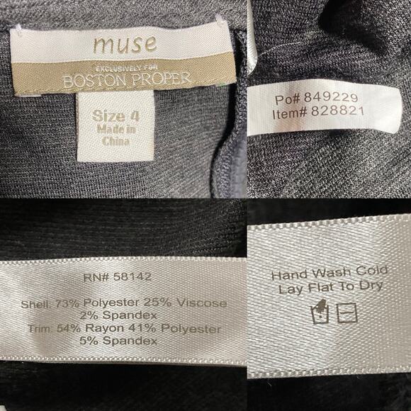 Boston Proper Muse Shift Mini Dress Mod Bell Sleeves Boat Neck A-Line Size 4 - Picture 8 of 16
